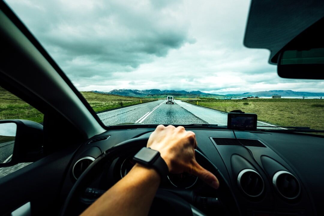 car test drive on road